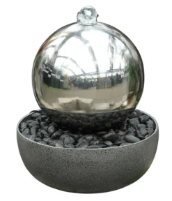 Dehner Edelstahl-Gartenbrunnen Globe, Ca. Ø32/H52 Cm