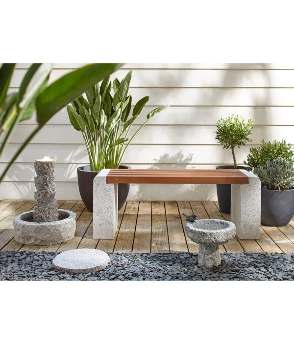 Dehner Granit-Gartenbank, Ca. B120/H45/T35 Cm, Grau/braun 2 Dehner Granit-Gartenbank, Ca. B120/H45/T35 Cm, Grau/braun – Bild 2